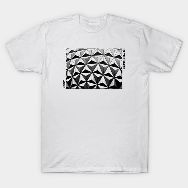 Black and White Pattern Maze Design T-Shirt by Moshi Moshi Designs